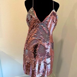 Fun Pink Sequins Midi Dress